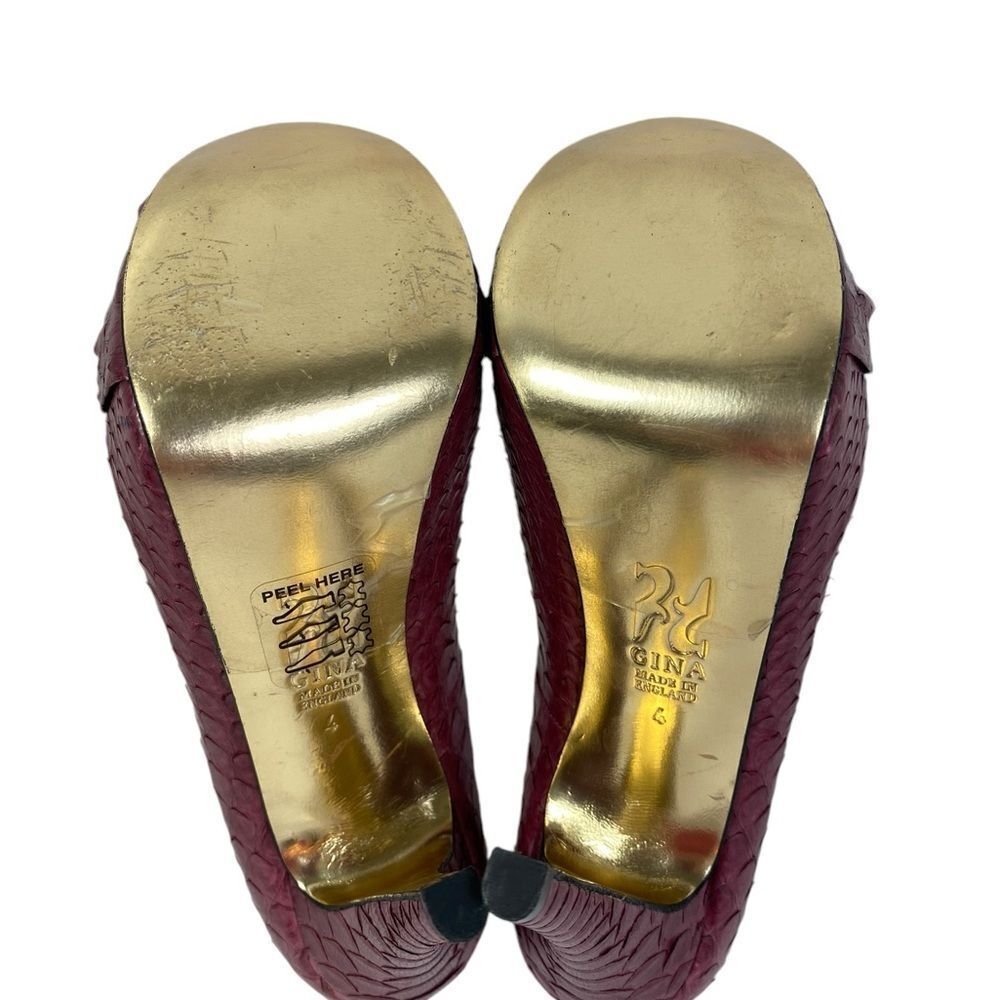 GINA 6 US ,python leather , maroon platform heels handmade - Picture 10 of 11